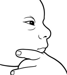 Illustration of a baby with a cool side angle facial expression