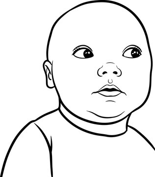 Illustration of a baby with a listening facial expression