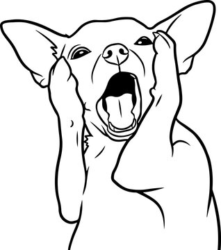 Illustration of a dog with a scared facial expression