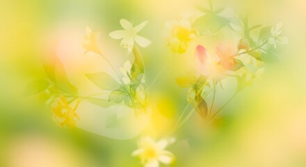 Fototapeta premium Soft focus delicate white flowers with yellow and pink hues