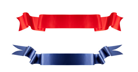 Red Blue Satin Award Ribbon Banner 3D Illustration  Pack
