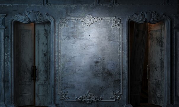 The interior of an abandoned old palace