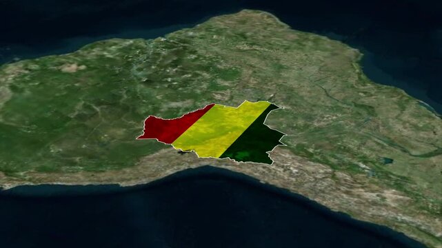 BOLIVIA Map with BOLIVIA Flag Inside, Realistic Country Shape Animation