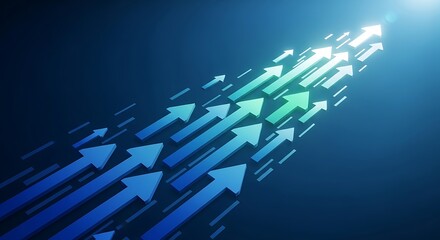 Fototapeta premium Vibrant arrows ascending in dynamic motion towards success