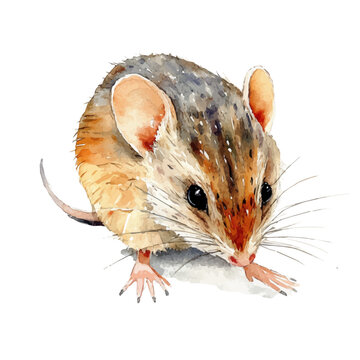 Elephant Shrew, watercolor drawing, vector isolated on a white background.