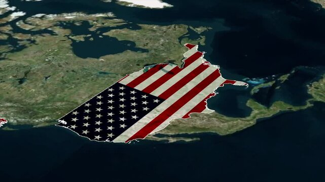 United States Map with United States Flag Inside, Realistic Country Shape Animation
