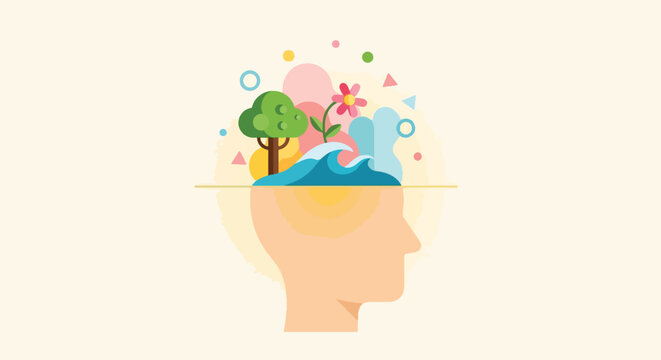 Creative Mind with Nature and Imagination Concept.