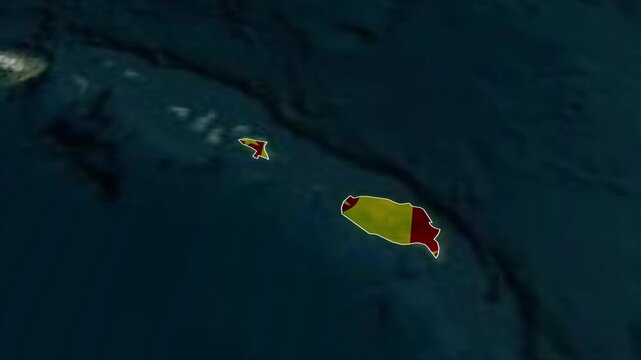GRENADA Map with GRENADA Flag Inside, Realistic Country Shape Animation