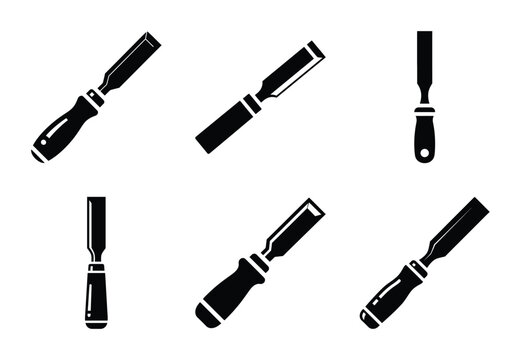 A set of  constriction tools and wood chisel icons