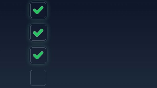 A dark interface displaying checkboxes, two checked and two unchecked, signifying task updates