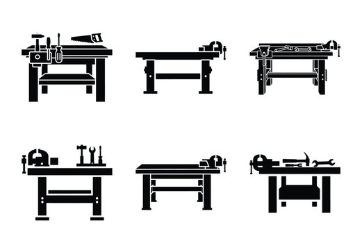 A set of  constriction tools and workbench icons