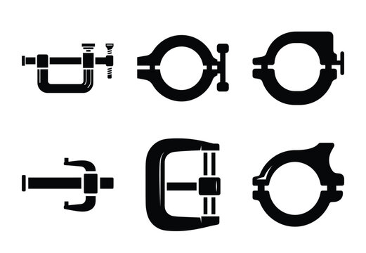 A set of  constriction tools and bar clamp icons
