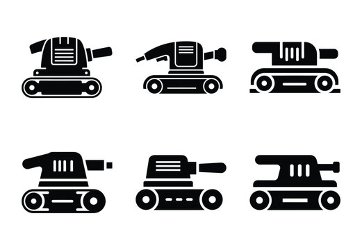 A set of  constriction tools and belt sander icons