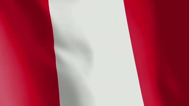 Flag of Peru (civil) animated background. Symbol of the Peruvian nation and the culture. Waving flag in the wind footage. Looping video of the national flag.