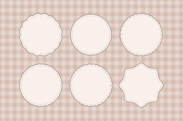 可愛いステッチの丸型ラベル・フレームセット　ベクター