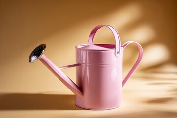 Watering Can on Beige Background With Soft Light in Studio Setting Perfect for Commercial Use or Gardening Themes