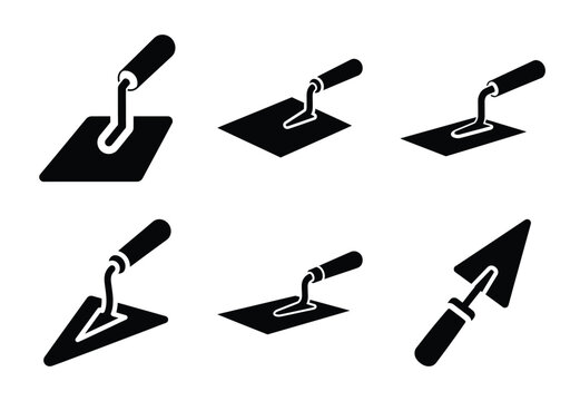 A set of  constriction tools and plastering trowel icons