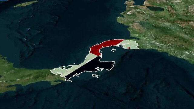 PANAMA Map with PANAMA Flag Inside, Realistic Country Shape Animation