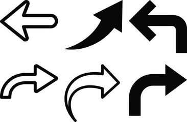 A collection of various directional arrows in black and white Vector