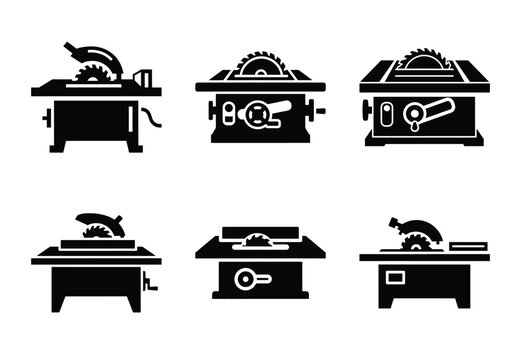 A set of  constriction tools and table saw icons