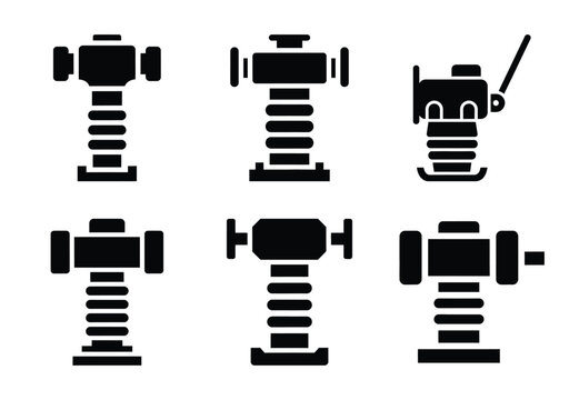 A set of  constriction tools and tamping rammer icons