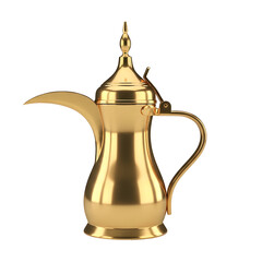 Golden Arabic Dallah Coffee Pot 3D Render