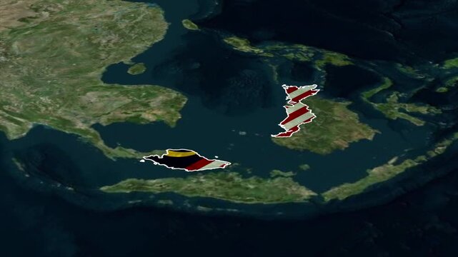 MALAYSIA Map with MALAYSIA Flag Inside, Realistic Country Shape Animation