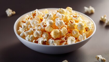 freshly popped popcorn in a white bowl