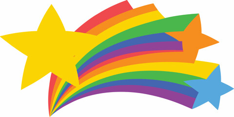 A vibrant collection of colorful stars forming a shooting star arc © Provhash