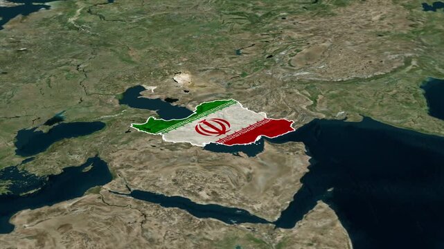 IRAN Map with IRAN Flag Inside, Realistic Country Shape Animation