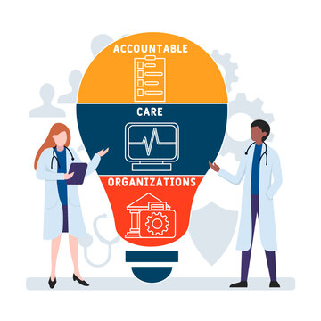 ACO - Accountable Care Organizations acronym, medical concept background. vector illustration concept with keywords and icons. lettering illustration with icons for web banner, flyer, landing page