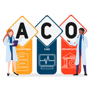 ACO - Accountable Care Organizations acronym, medical concept background. vector illustration concept with keywords and icons. lettering illustration with icons for web banner, flyer, landing page
