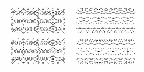 Obraz premium Intricate black and white linear patterns resembling decorative borders or braids