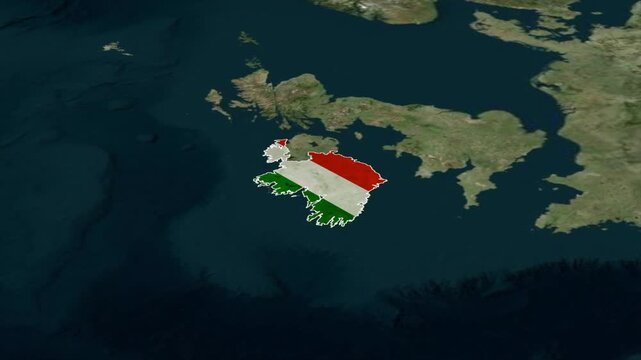 IRELAND Map with IRELAND Flag Inside, Realistic Country Shape Animation