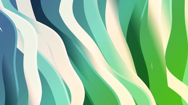Abstract Wavy Background with Green and Blue Curves.