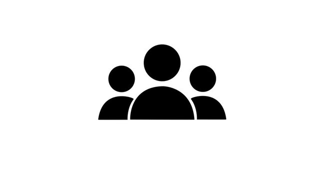 Group of five people icon isolated animation .Community icon,Business and team work icon animation . 4K motion