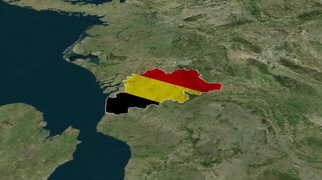 BELGIUM Map with BELGIUM Flag Inside, Realistic Country Shape Animation