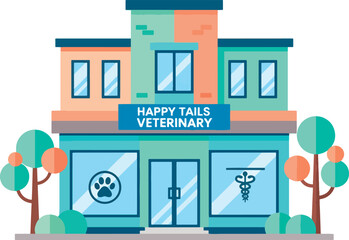 Obraz premium Veterinary clinic building with sign.