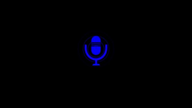 Abstract radio wave and voice recording podcast mic microphone button icon animation. Audio microphone icon animation. 4k motion video isolated on transparent background.