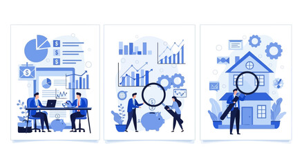 Financial analysis investment and real estate planning flat vector illustrations EPS10 Stock.eps
