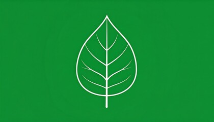 A simple illustration shows a white outline of a leaf with veins, centrally placed against a solid green backdrop