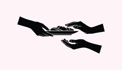 Hands passing a plate with food from one to another