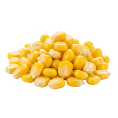 Fototapeta premium A vibrant pile of golden yellow corn kernels showcasing fresh produce displayed on transparent background
