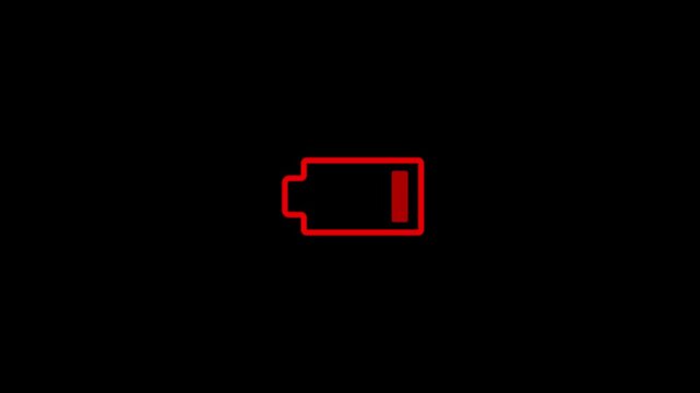 Low battery indicator on black background