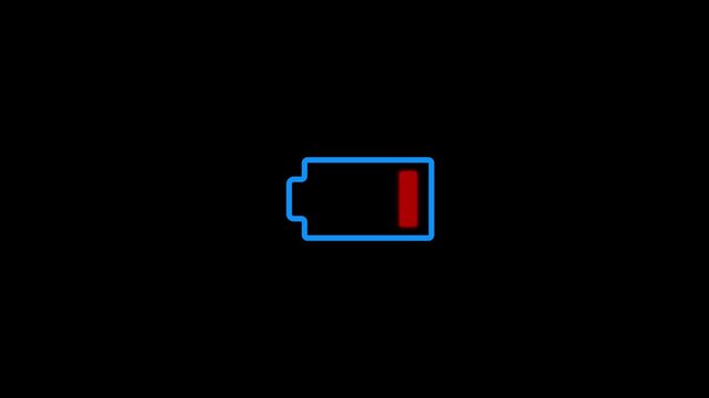 Low battery icon on black background