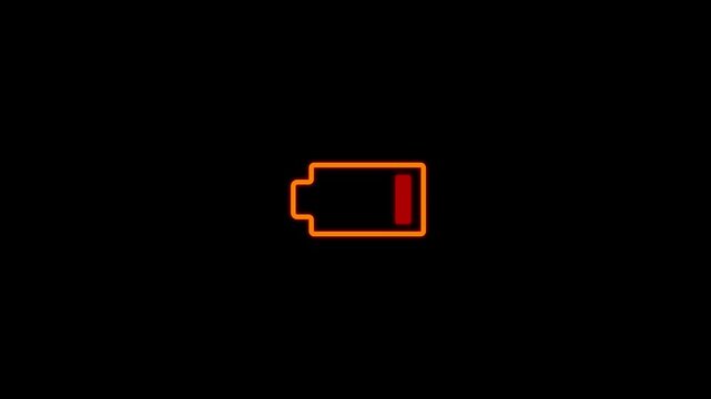 Low battery icon on black background