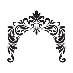 Elegant black floral corner design with swirling symmetrical ornamentation