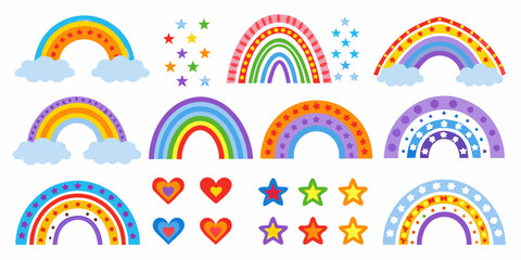 Colorful rainbows and stars a whimsical illustration for children s designs © Bibhas