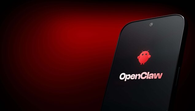 3D Rendered Smartphone Displaying OpenClaw Logo Glow