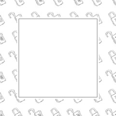 Hand drawn padlock square frame, background for security and privacy
